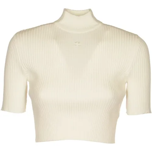 Rib Knit Cropped Sweater , female, Sizes: M - Courrèges - Modalova