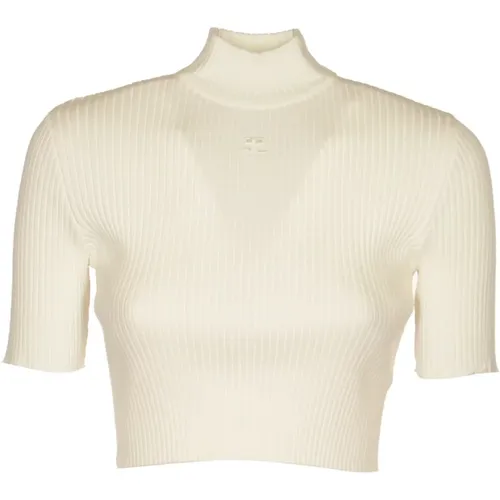 Rib Knit Cropped Sweater , female, Sizes: M, S - Courrèges - Modalova