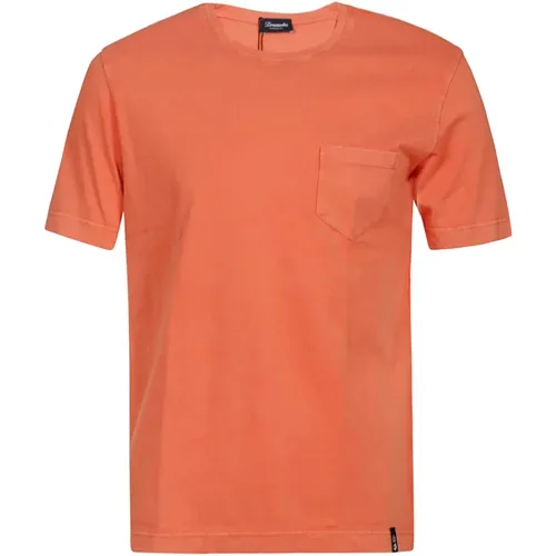 Hellblaues Baumwoll-T-Shirt mit Tasche , Herren, Größe: XL - Drumohr - Modalova