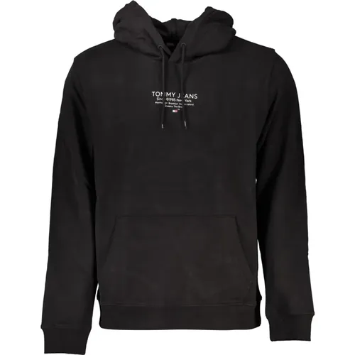 Schwarzer Hoodie mit Logo-Print , Herren, Größe: 2XL - Tommy Hilfiger - Modalova