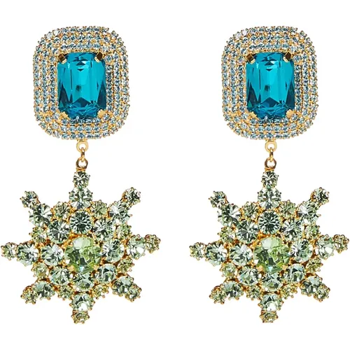 Golden Starburst Pendant with Turquoise Crystals , female, Sizes: ONE SIZE - Magda Butrym - Modalova