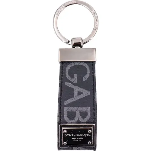 Keyrings, male, , Size: ONE SIZE Fabric Key Ring with Logo - Dolce & Gabbana - Modalova