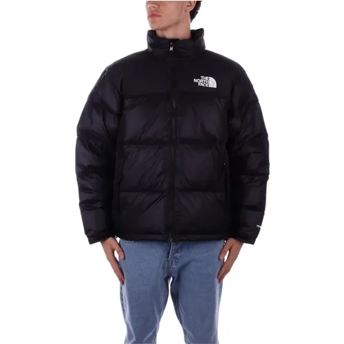 Schwarze Daunenjacke Logo Reißverschluss Taschen , Herren, Größe: M - The North Face - Modalova