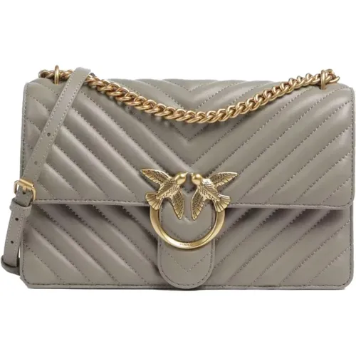 Shoulder Bags, female, , Size: ONE SIZE Leather Shoulder Bag - pinko - Modalova