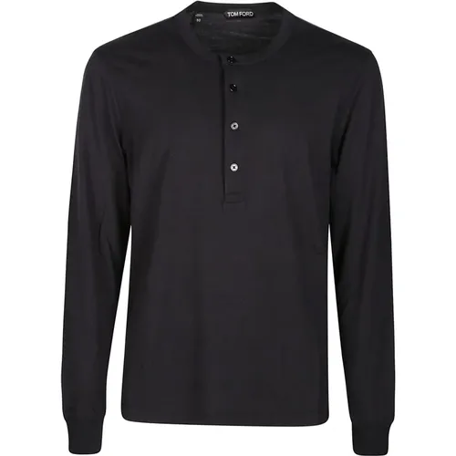 Long Sleeve Tops, male, , Size: XL Henley Long Sleeve T-Shirt - Tom Ford - Modalova