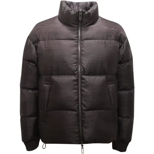 Winter Jackets, male, , Size: S Reversible Down Jacket Signature - Armani - Modalova