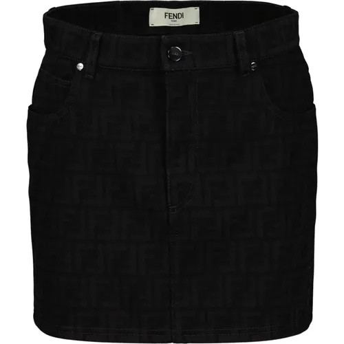 Denim FF Mini Rock , Damen, Größe: XS - Fendi - Modalova