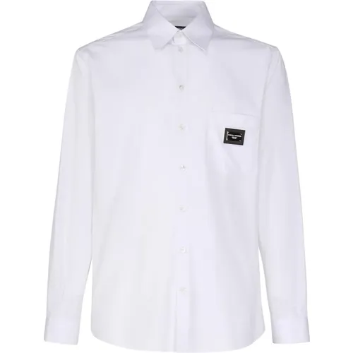 Weiße Baumwoll-Elastan-Hemden , Herren, Größe: 2XL - Dolce & Gabbana - Modalova