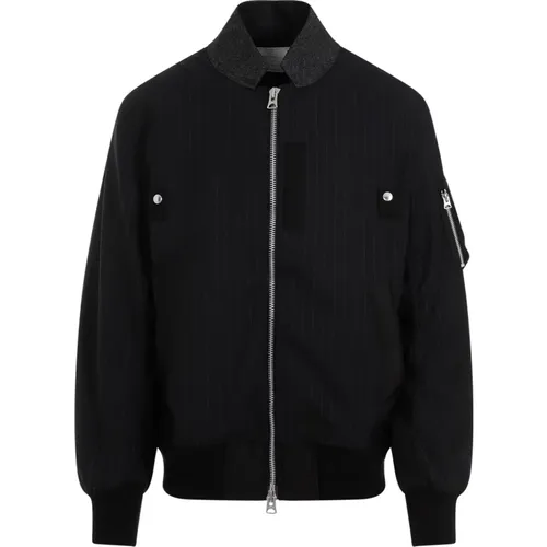 Chalk Stripe Blouson Jacket , male, Sizes: XL, L - Sacai - Modalova
