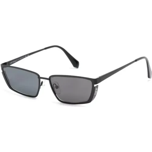 Schwarze Sonnenbrille mit Original-Etui , unisex, Größe: 56 MM - Off White - Modalova