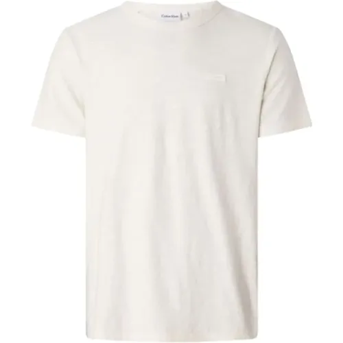 Herren T-Shirt aus Baumwolle Leinen , Herren, Größe: M - Calvin Klein - Modalova