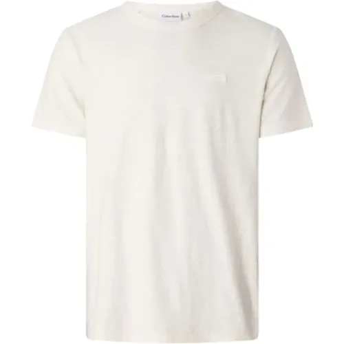 Herren T-Shirt aus Baumwolle Leinen , Herren, Größe: XL - Calvin Klein - Modalova