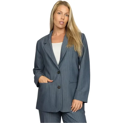 Blazers, female, , Size: XL Pinstripe Blazer Blue Pin - 2-Biz - Modalova