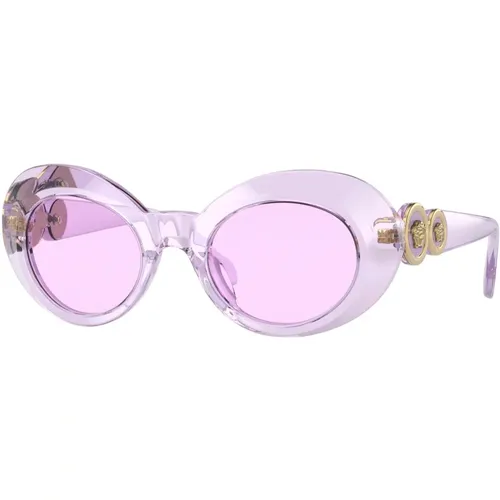 Junior Sonnenbrille Transparent Violett/Hellviolett , unisex, Größe: 45 MM - Versace - Modalova