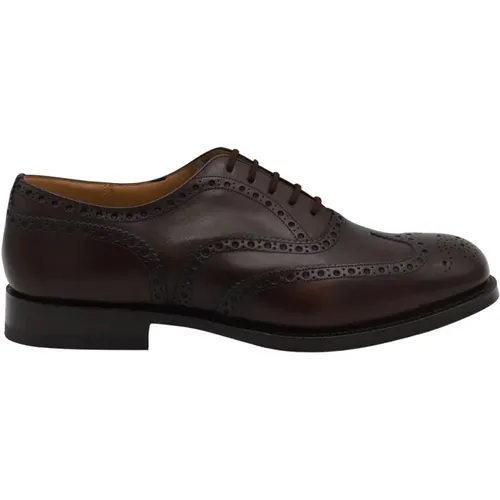 Brown Leather Lace-Up Flat Shoes , male, Sizes: 7 UK, 8 UK, 6 1/2 UK, 9 UK, 7 1/2 UK, 9 1/2 UK, 6 UK, 8 1/2 UK - Church's - Modalova