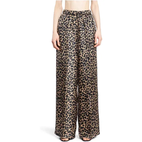 Leopard Print High-Waisted Wide Leg Pants , female, Sizes: XS - Max Mara - Modalova