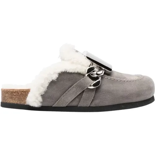 Grey Buckle-Detail Suede Loafers , female, Sizes: 4 UK, 3 UK - JW Anderson - Modalova