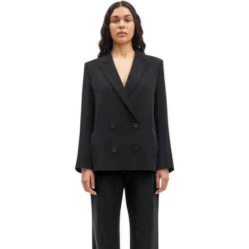 Blazers, female, , Size: M Double Breasted Blazer with Notched Lapel - Samsøe Samsøe - Modalova