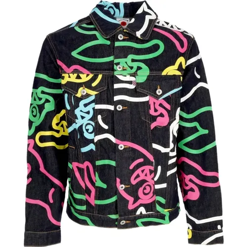 Denim Jackets, male, , Size: M Running Dog Denim Jacket - Icecream - Modalova