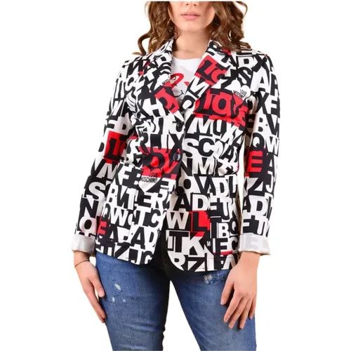 Women Jacket with Brand Print and Pockets , female, Sizes: M - Moschino - Modalova
