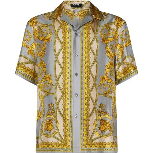 Short Sleeve Shirts, male, , Size: M La Coupe des Dieux Silk Shirt - Versace - Modalova