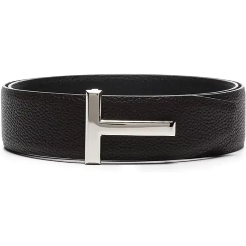 Reversible Leather Belt Dark Brown , male, Sizes: 100 CM - Tom Ford - Modalova