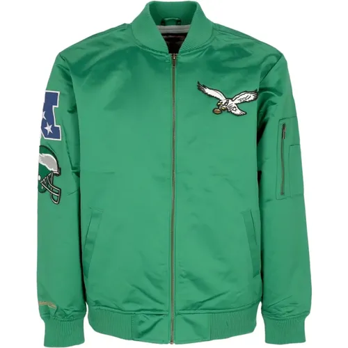 Bomber Jackets, male, , Size: L Philadelphia Eagles Lightweight Satin Bomber Jacket - Mitchell & Ness - Modalova