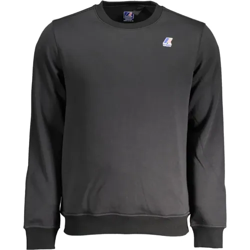 Schwarzer Baumwollpullover Langarm Crew Neck , Herren, Größe: L - K-way - Modalova