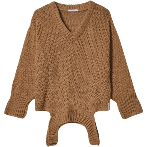 Camel Sweater Round Neck , female, Sizes: M - Mar De Margaritas - Modalova