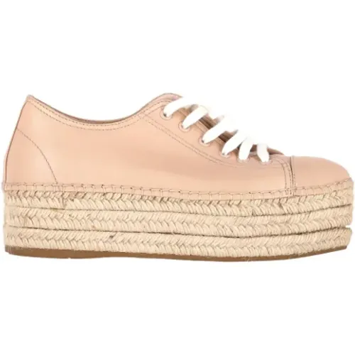 Pre-owned Sneakers, female, , Size: 7 US Pre-owned Leather sneakers - Miu Miu Pre-owned - Modalova