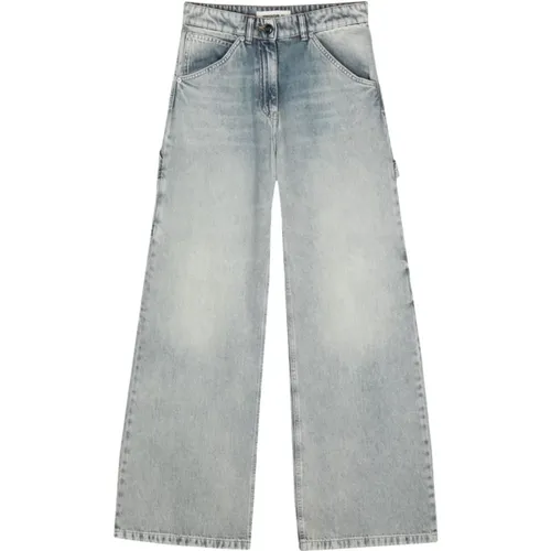 Blaue Denim Wide Leg Jeans , Damen, Größe: W28 - Semicouture - Modalova