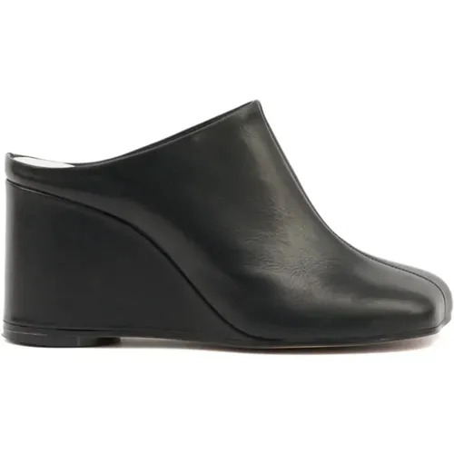 Wedges, female, , Size: 9 US Asymmetric Toe Leather Mules - MM6 Maison Margiela - Modalova