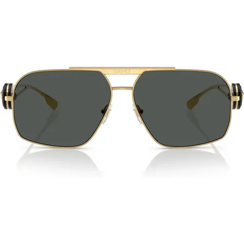 Aviator Sunglasses with Dark Grey Lens , unisex, Sizes: 62 MM - Versace - Modalova