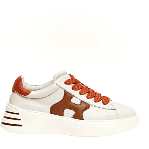 Leather Orange Sneakers Rebel Style , female, Sizes: 7 UK, 5 1/2 UK - Hogan - Modalova