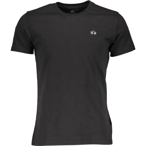 Schwarzes Baumwoll-T-Shirt mit Besticktem Logo , Herren, Größe: XL - LA MARTINA - Modalova