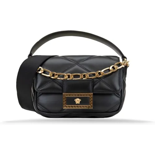 Handbags, female, , Size: ONE SIZE Quilted Leather Shoulder Bag - Versace - Modalova