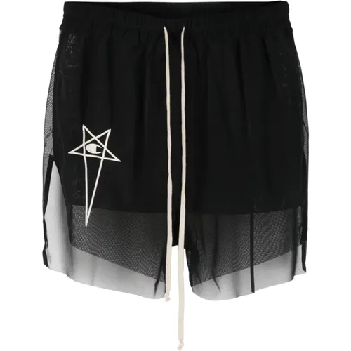 Logo-Embroidered Semi-Sheer Shorts , female, Sizes: M - Rick Owens - Modalova