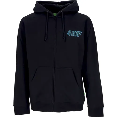 Zip-throughs, male, , Size: L Full Zip Hoodie with Logo - HUF - Modalova