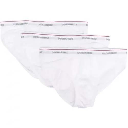 Bottoms, male, , Size: M Logo Three-Pack Cotton Blend Briefs - S - Dsquared2 - Modalova