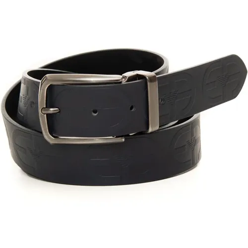 Belts, male, , Size: ONE SIZE Reversible Leather Belt With Logo - Emporio Armani - Modalova