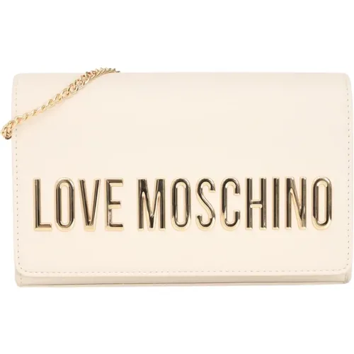 Ivory Schultertasche mit Metall-Logo , Damen, Größe: ONE Size - Love Moschino - Modalova