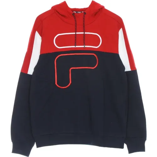 Hoodies, male, , Size: S Blocked Lightweight Hoodie Black/Red/White - Fila - Modalova