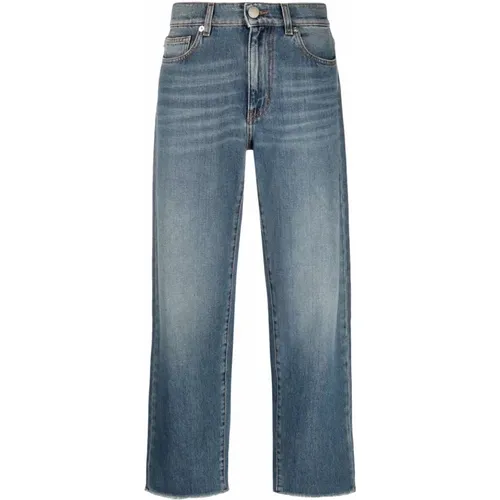 Blaue Denim Gerades Jeans , Damen, Größe: W31 - Love Moschino - Modalova