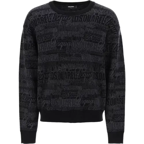 Logo Lettering Wool Sweater , Herren, Größe: L - Dsquared2 - Modalova