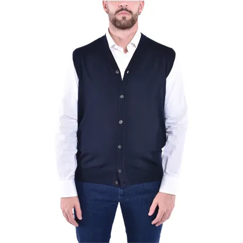 Vests, male, , Size: M Sleeveless Wool Cardigan with Buttons - Kangra - Modalova