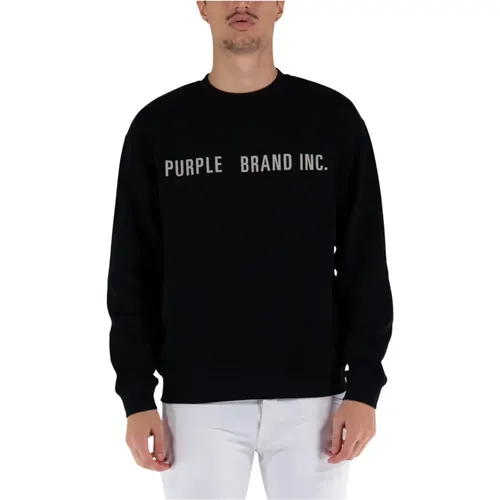 Men's Crewneck Sweatshirt with Lettering Print , male, Sizes: M, S, L - Purple Brand - Modalova