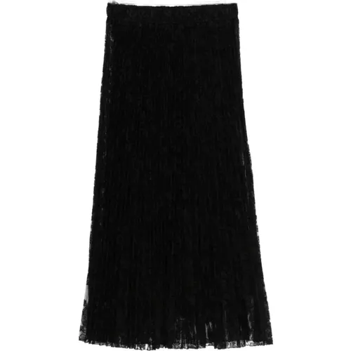 Midi Skirts, female, , Size: XS Lace Pleated Midi Skirt - Ermanno Scervino - Modalova