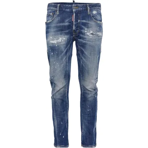 Blaue Skinny Jeans mit Used-Look , Herren, Größe: S - Dsquared2 - Modalova