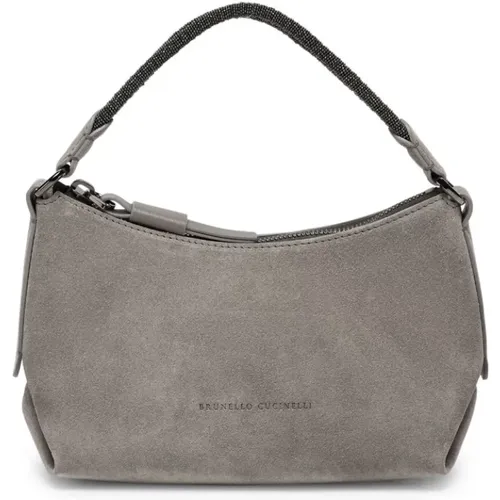 Luxury Suede Chain Detail Shoulder Bag , female, Sizes: ONE SIZE - BRUNELLO CUCINELLI - Modalova