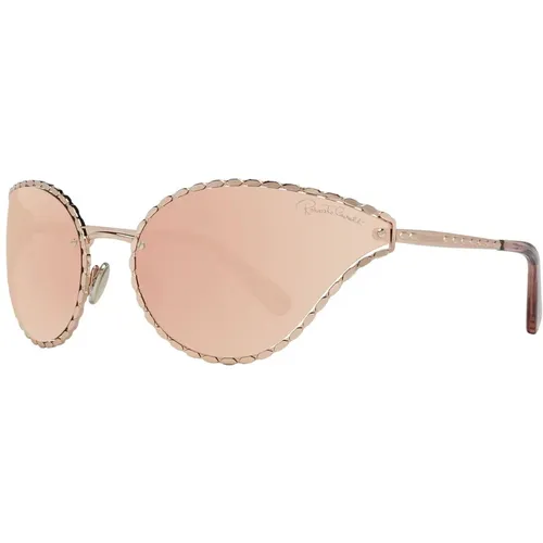 Sunglasses, female, , Size: ONE SIZE Oval Mirrored Sunglasses in Rose Gold - Roberto Cavalli - Modalova